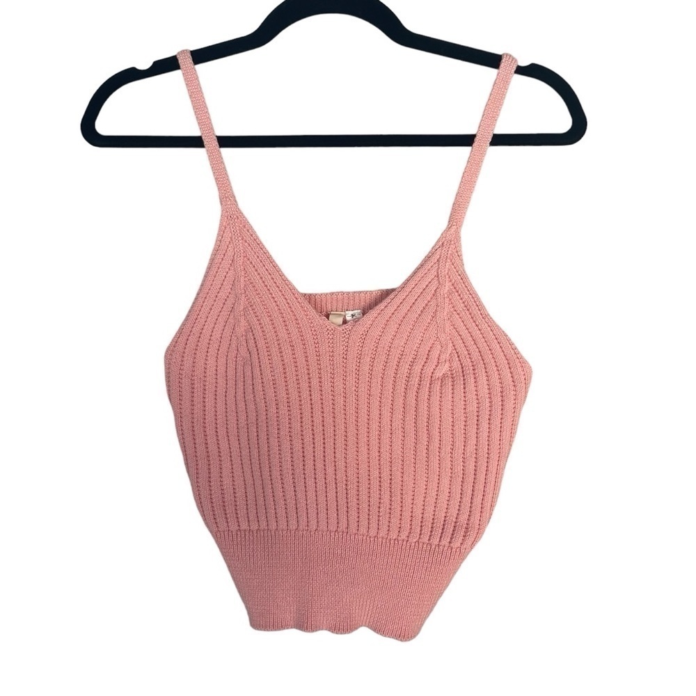 NWOT Chocolate Cropped Ribbed Knit Tank Top Spaghetti Strap Stretchy Bralette